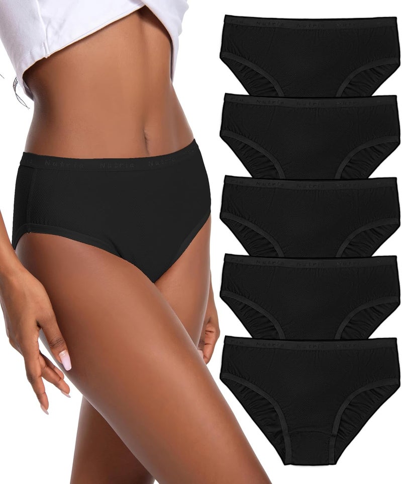 nutria Womens Bikini Brief Quick Dry Travel Underwear 5-Pack Mesh Hiking Panties Activewear Stay Fresh D01 - Image 1
